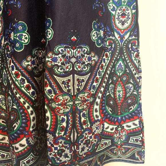 Talbots High Waist Damask Paisley Hem Pleated Aline Skirt 16 P Navy - Picture 5 of 13